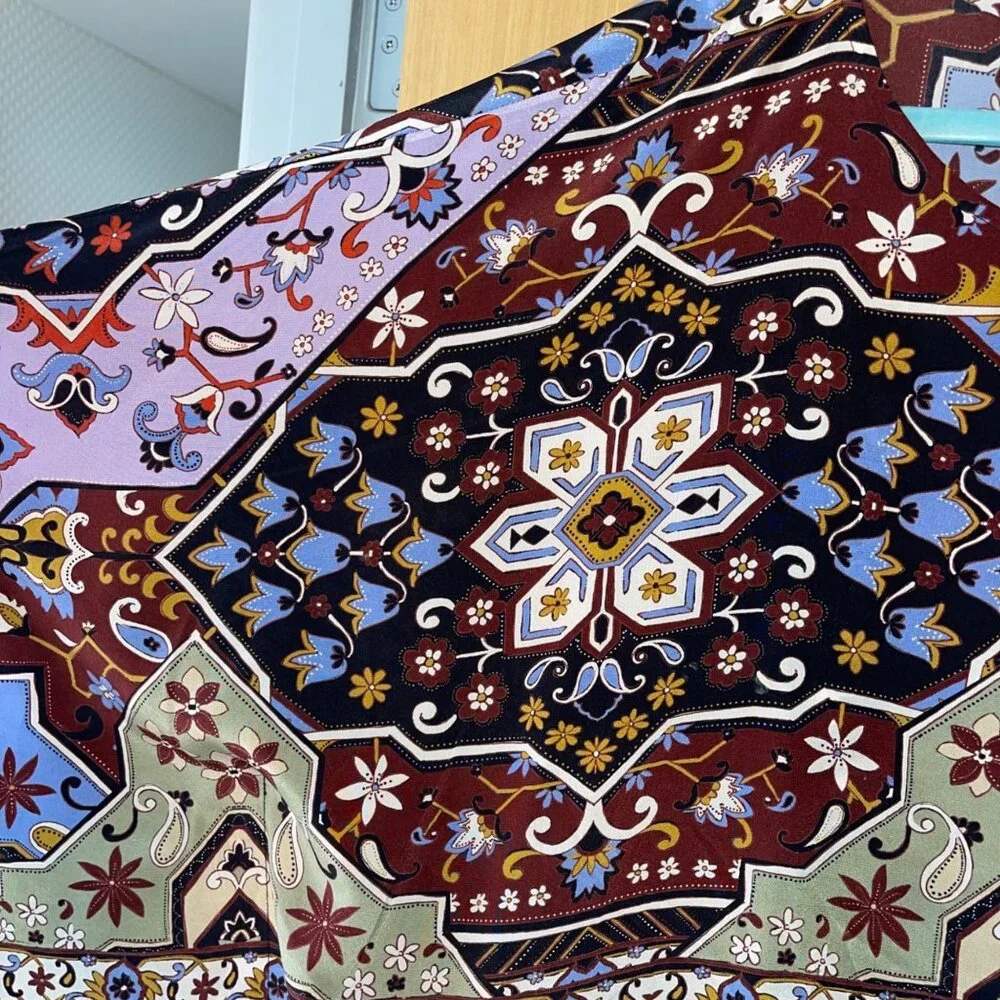 Johnny Was Womens Size L Multicolor Boho Round Kimono Sleeve Silk Caftan Blouse - Picture 10 of 11